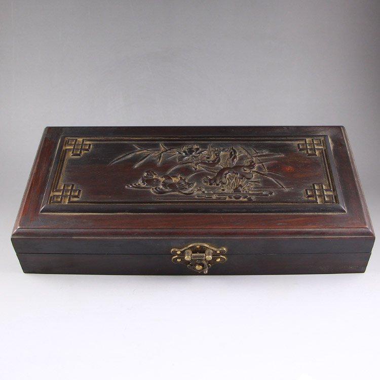 Vintage Chinese Zitan Wood Buddhist Sutras Box (1 of 5)