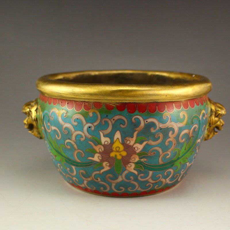 Chinese Gilt Gold Bronze Cloisonne Incense Burner (1 of 9)