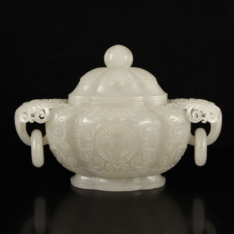Vintage Chinese Hetian Jade Double Rings Incense Burner (1 of 8)