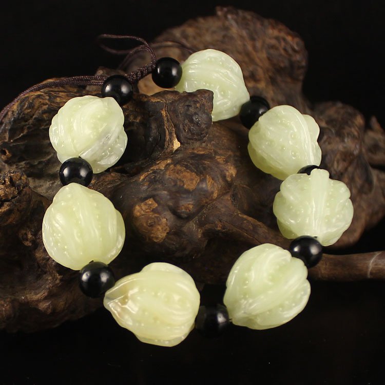 Chinese Hetian Jade Walnuts Shape Bracelet (1 of 6)