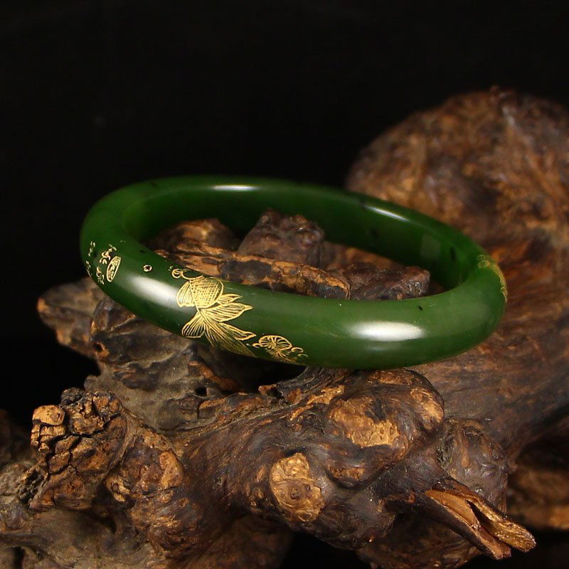 Inside Diameter 59mm Chinese Green Hetian Jade Bracelet (1 of 8)