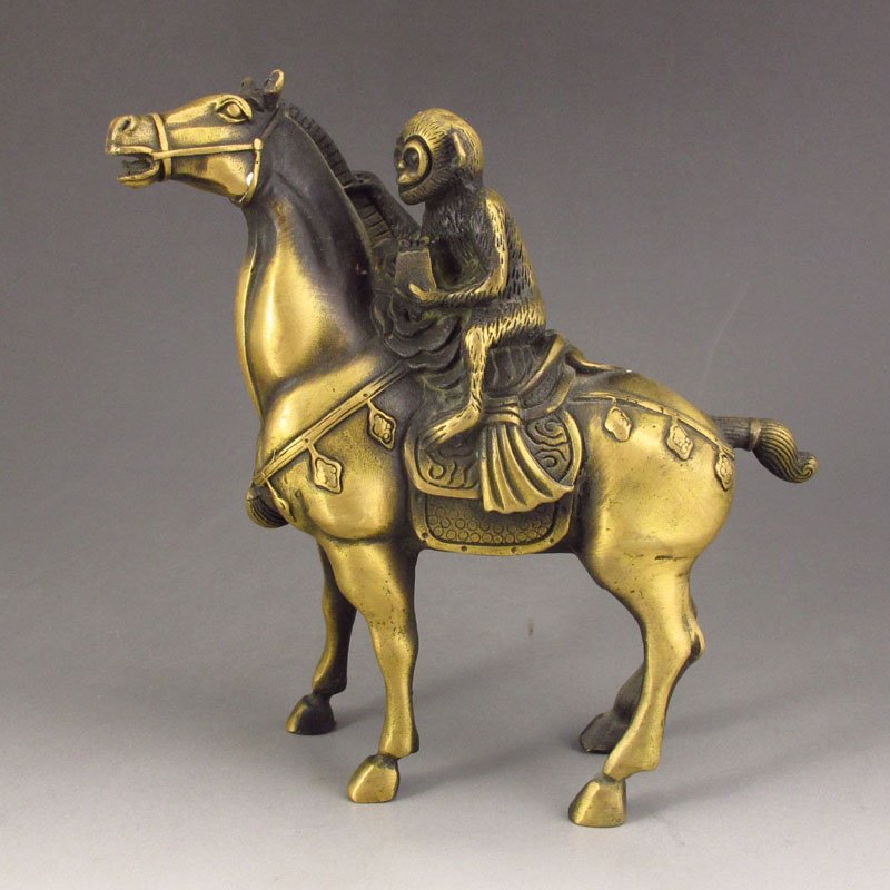 Chinese Brass Statue - Fortune Horse & Monkey (1 of 7)