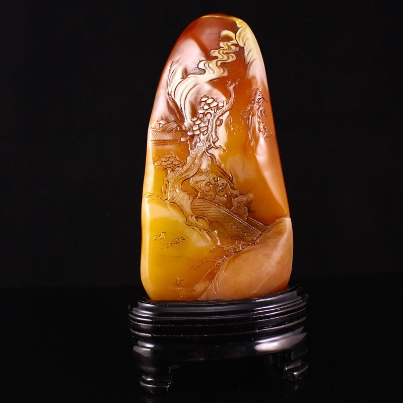 China Shoushan Stone Low Relief Statue - Old Men & Pine (1 of 8)