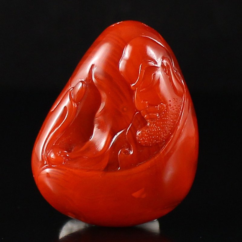 Chinese Nan Hong Agate Pendant - Dharma (1 of 8)