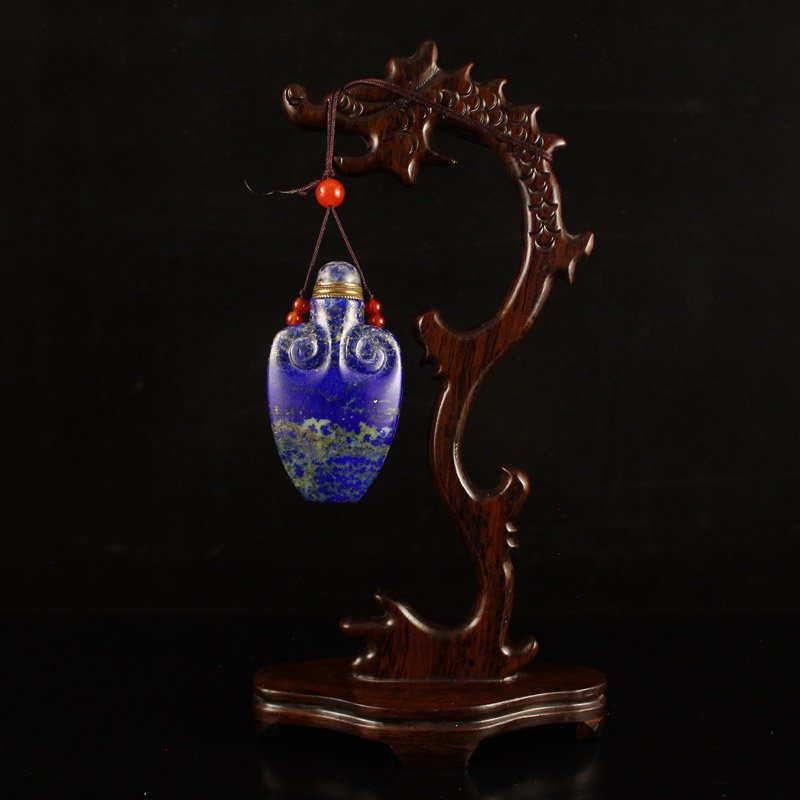 Vintage Chinese Qing Dynasty Lapis Lazuli Snuff Bottle (1 of 7)