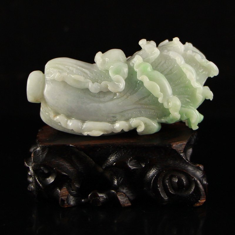 Natural Jadeite Fortune Cabbage Statue (1 of 7)