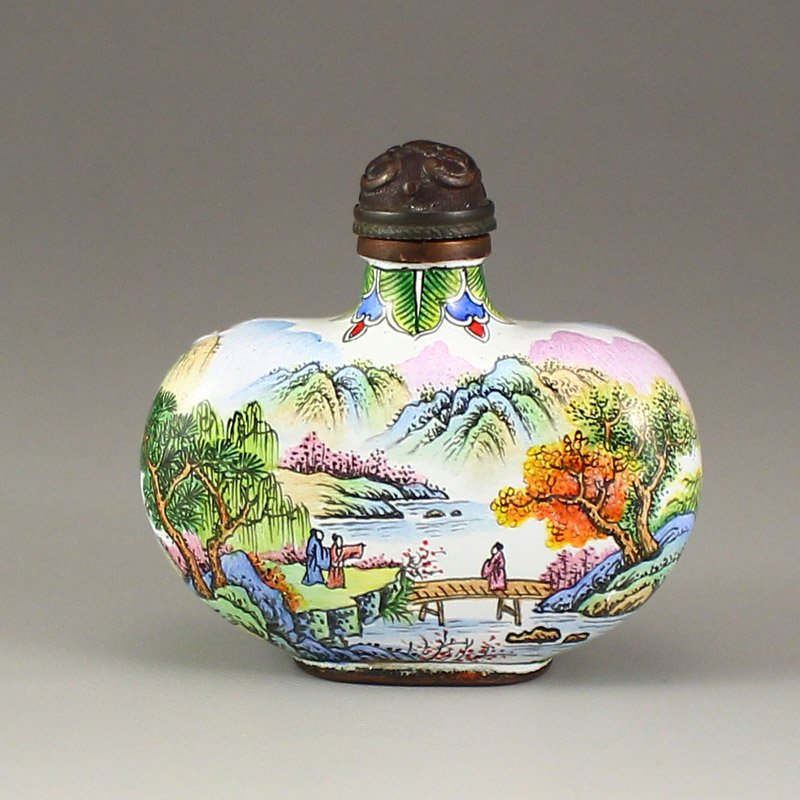 Chinese Red Copper Enamels Snuff Bottle w Qianlong Mark (1 of 7)