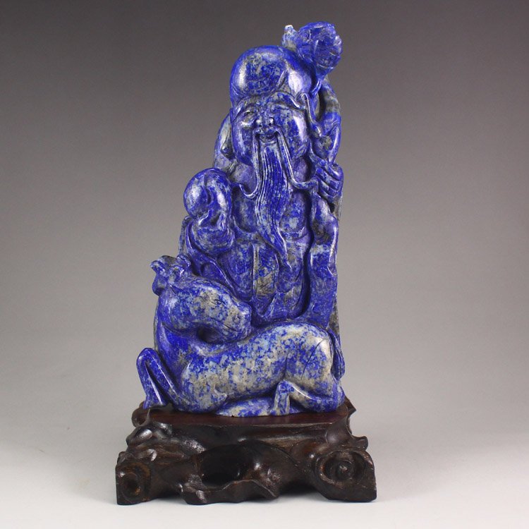 Chinese Lapis Lazuli Statue - Longevity Taoism Deity (1 of 7)