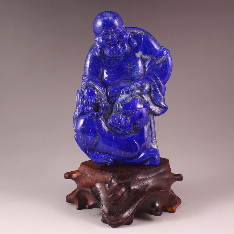 Chinese Lapis Lazuli Buddhist Arhat Statue (1 of 7)