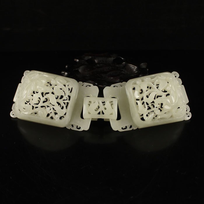 Openwork Carved Chinese Hetian Jade Belt Buckle (1 of 9)