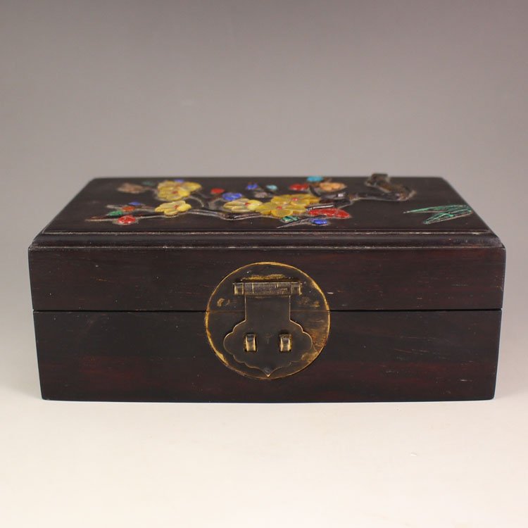 Chinese Zitan Wood Inlay Shells Jewelry Box (1 of 6)