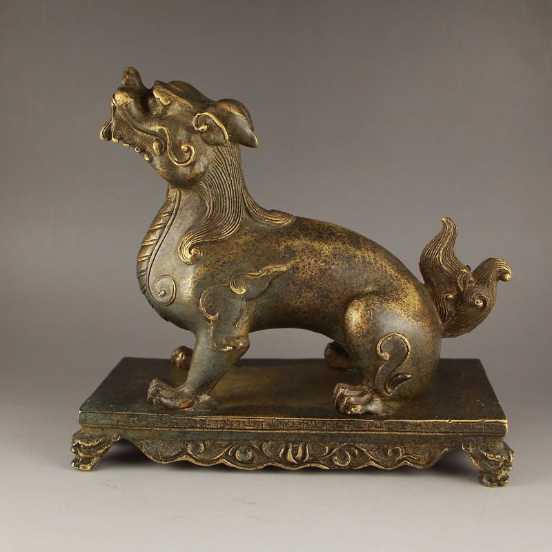 Vintage Chinese Bronze Foo Dog Statue