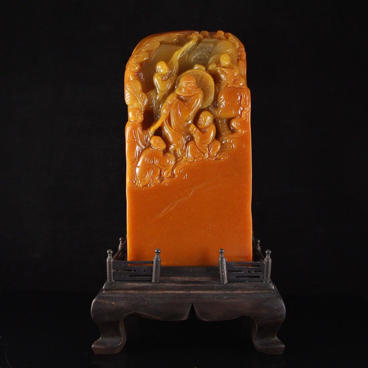 Huge Chinese Shoushan Stone Buddha Arhat Seal Statue (1 of 7)