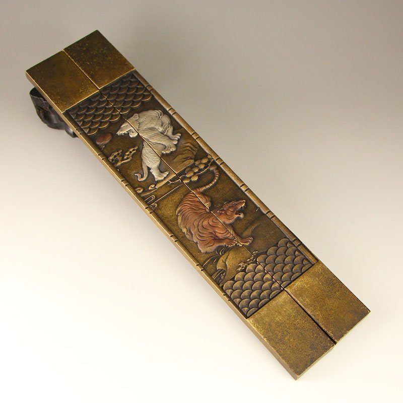 A Pair Chinese Bronze Paperweight w Fortune Tiger (1 of 7)