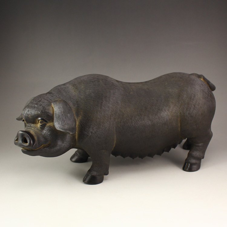 Chinese Yixing Zisha Pottery Fortune Pig Statue (1 of 8)