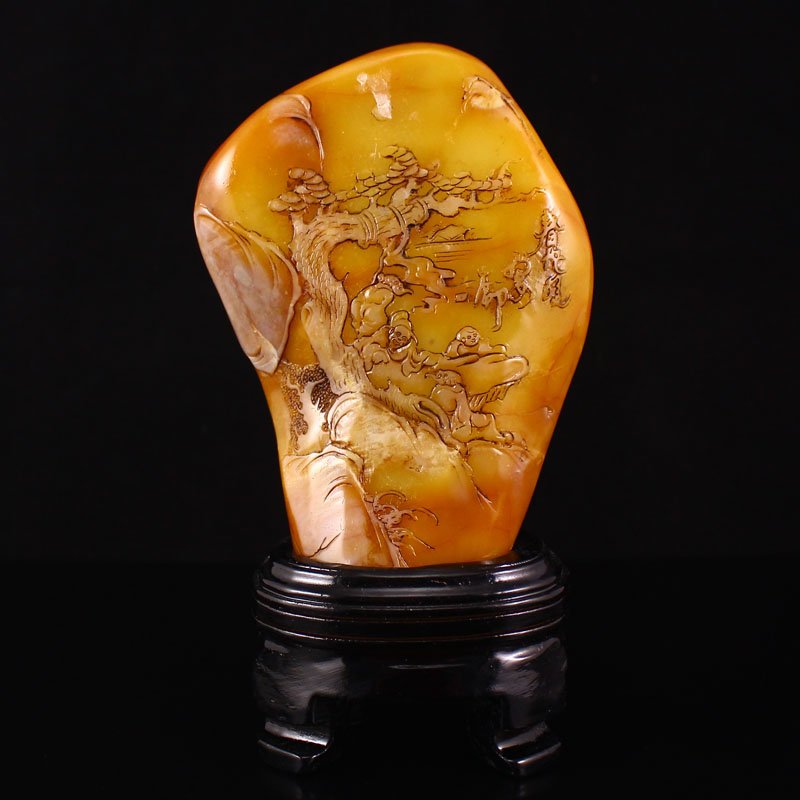 Chinese Shoushan Stone Statue - Sage & Pine Tree (1 of 9)