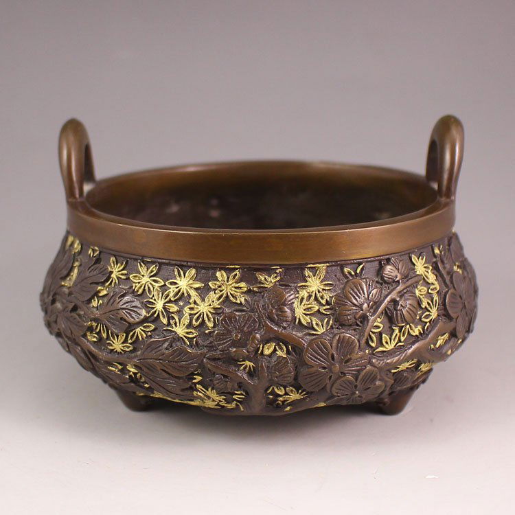 Chinese Bronze Double Ears 3 Legs Incense Burner (1 of 6)
