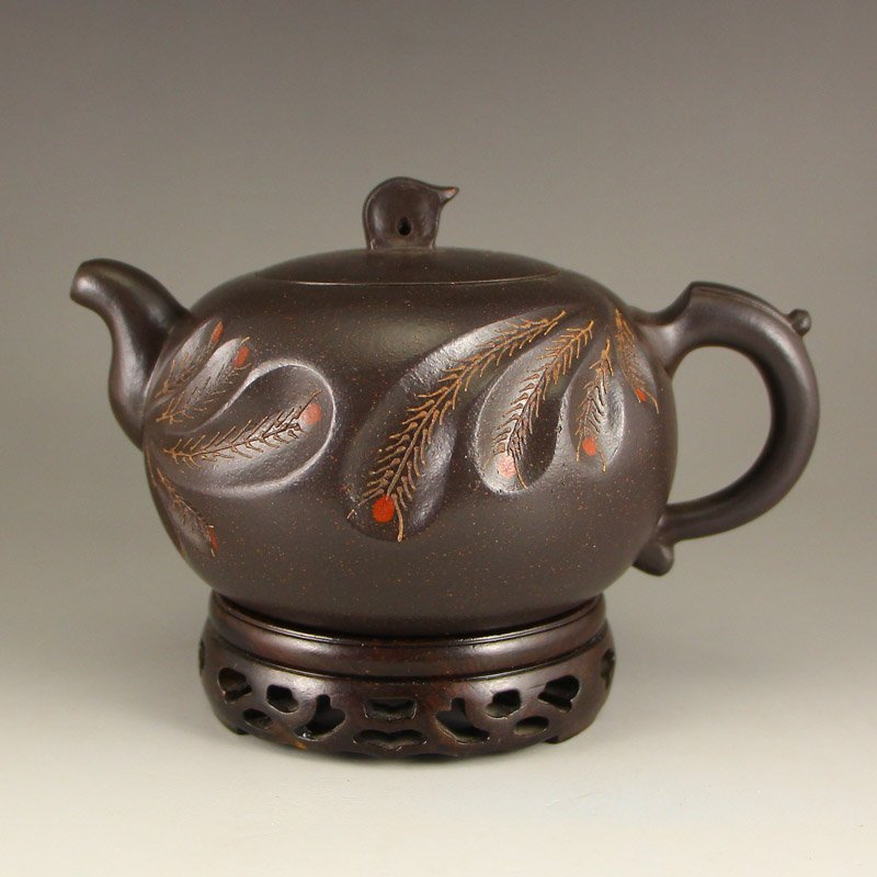 Chinese Yixing Zisha Clay Teapot w Artist Signed (1 of 7)