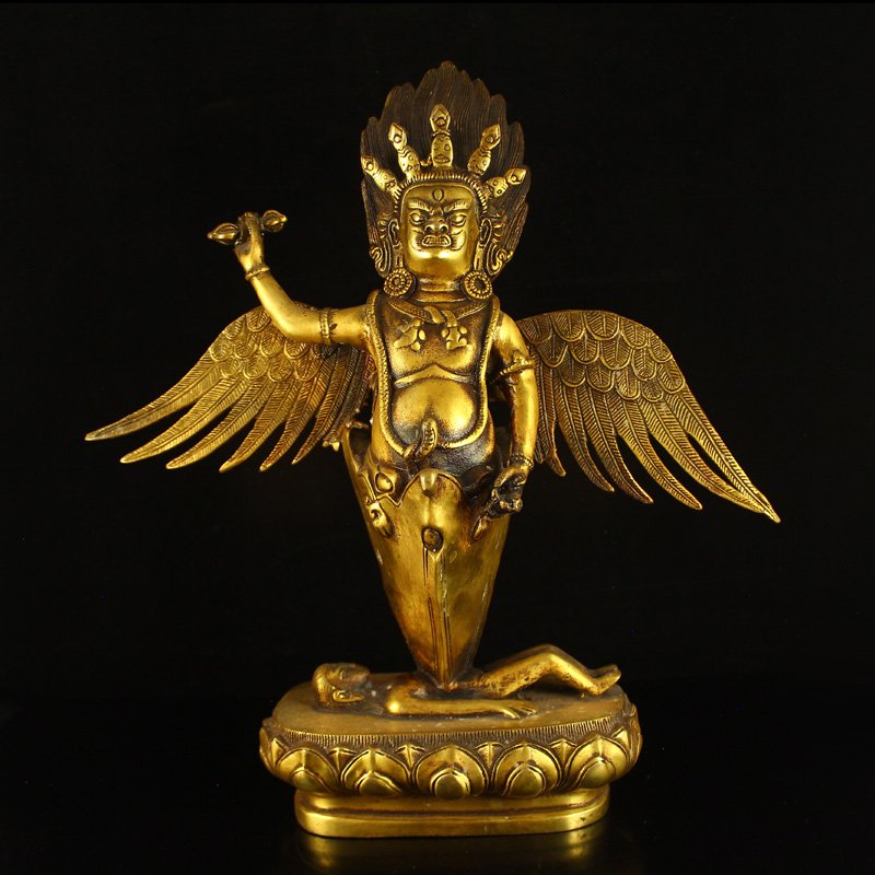 Chinese Tibetan Gilt Gold Bronze Buddhism Vajra Statue (1 of 8)
