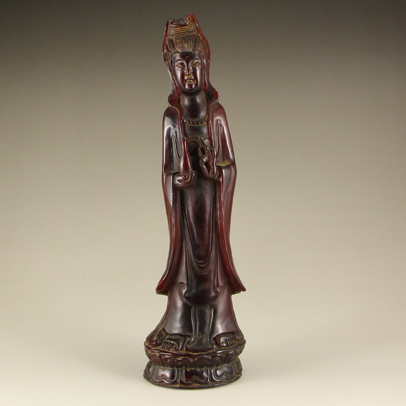 Vintage Chinese Ox Horn Kwan-yin Statue (1 of 9)