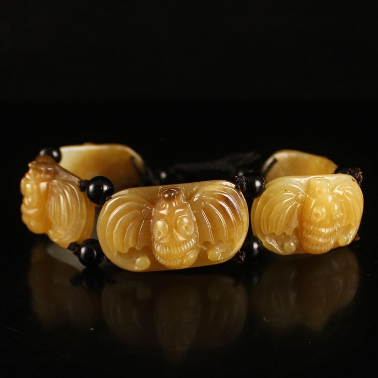 Chinese Hetian Jade Fortune Bats Bracelet (1 of 6)