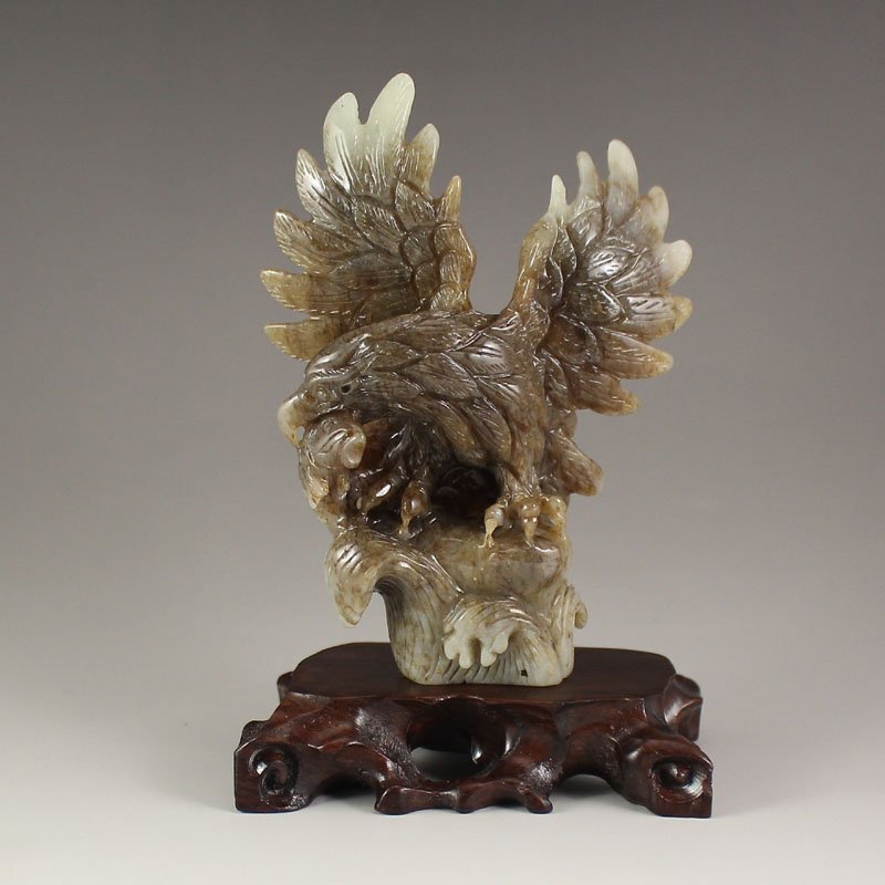 Chinese Natural Hetian Jade Statue - Eagle (1 of 6)