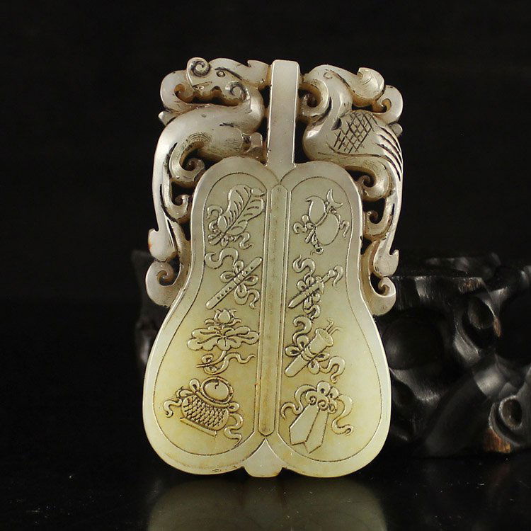 Chinese Hetian Jade Dragon Phoenix Pendant (1 of 6)