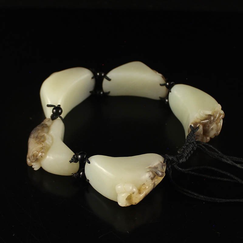 Chinese Hetian Jade Bracelet w Five Kinds Insects (1 of 8)