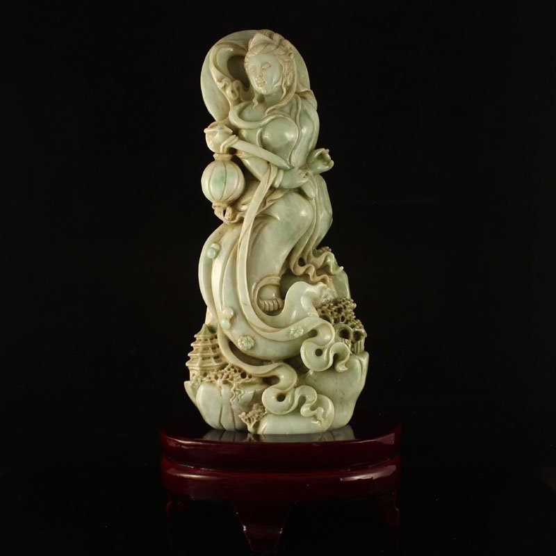 Superb Natural Jadeite / Jade Statue - Female Celestial (1 of 8)