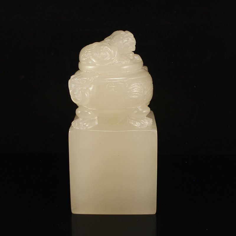 Chinese White Shoushan Stone Fortune Beast Seal (1 of 6)