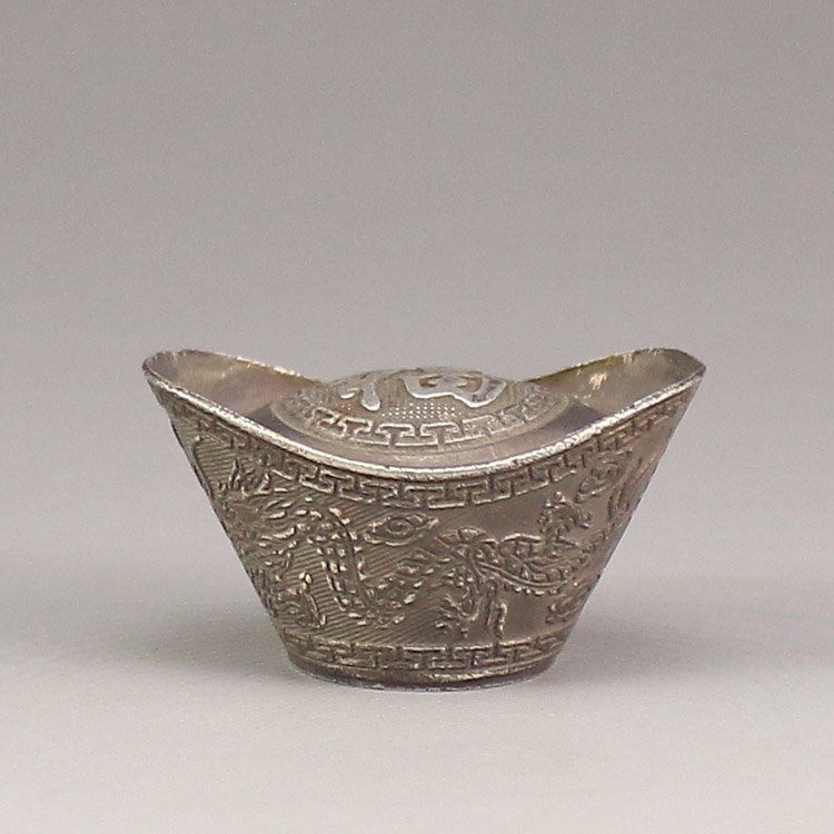 Vintage Chinese Dragon Phoenix Silver Ingot (1 of 6)
