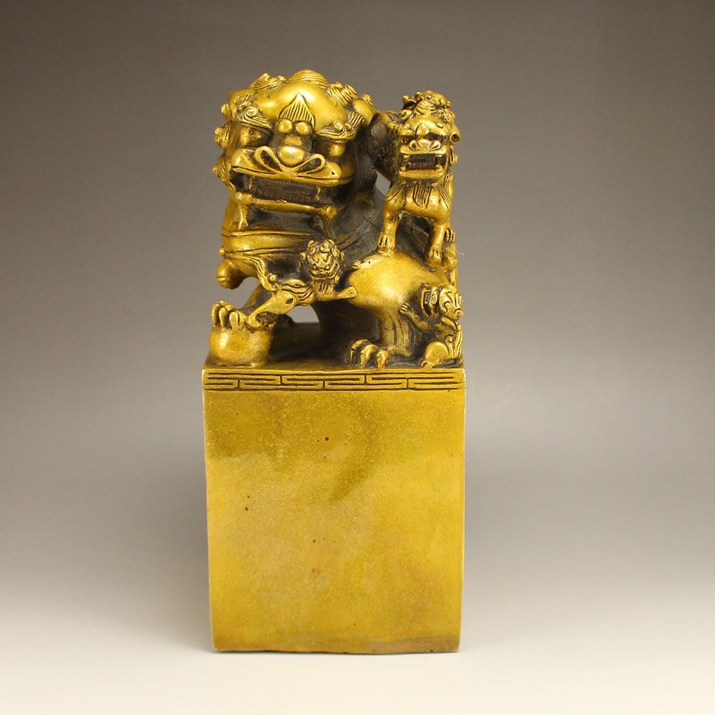 Vintage Chinese Brass Foo Dog Seal (1 of 8)