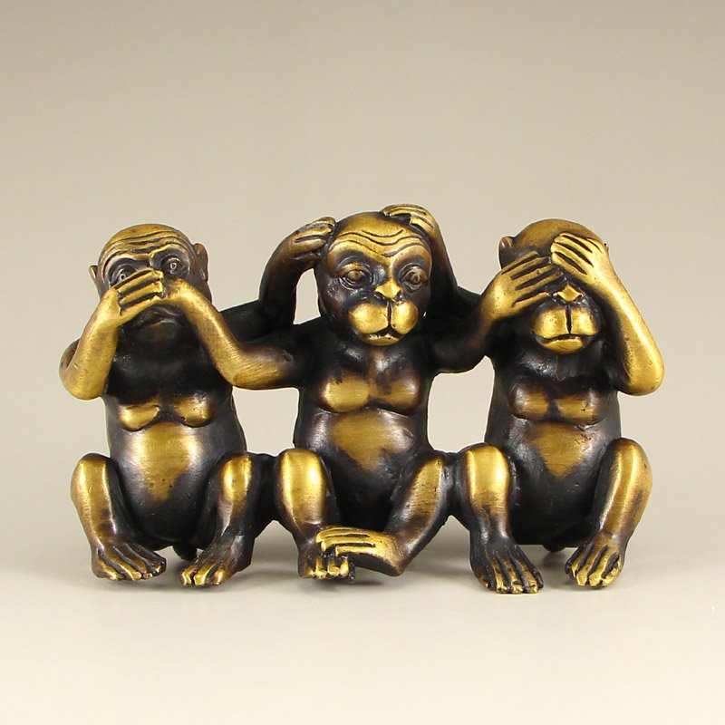 Chinese Bronze Three Monkey Statue (1 of 5)