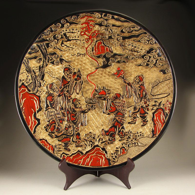 Vintage Chinese Lacquerware Plate (1 of 6)