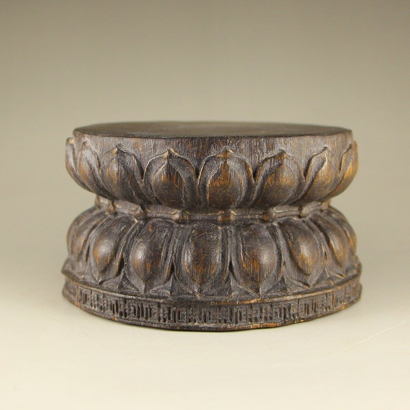 Vintage Chinese Chenxiang Wood Lotus Flower Stand (1 of 5)