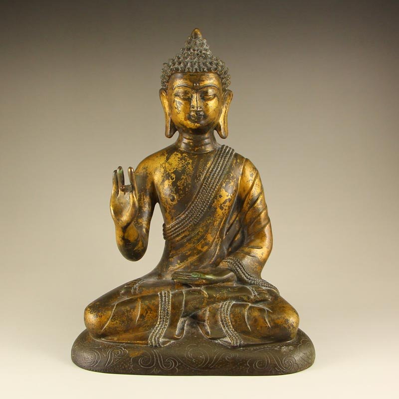 Chinese Gilt Gold Bronze Siddhartha Buddha Statue (1 of 8)