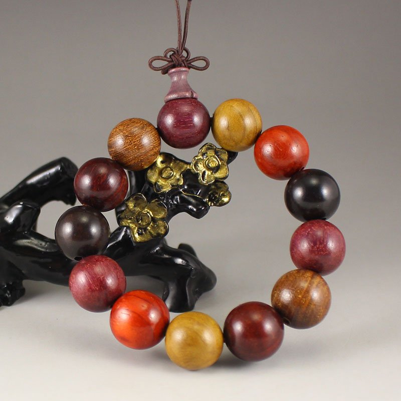 Chinese Natural Rosewood Colorful Beads Bracelet (1 of 6)