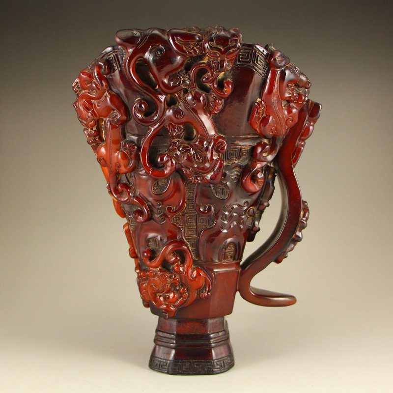 Chinese Ming Dynasty Ox Horn Nine Dragons Cup (1 of 10)