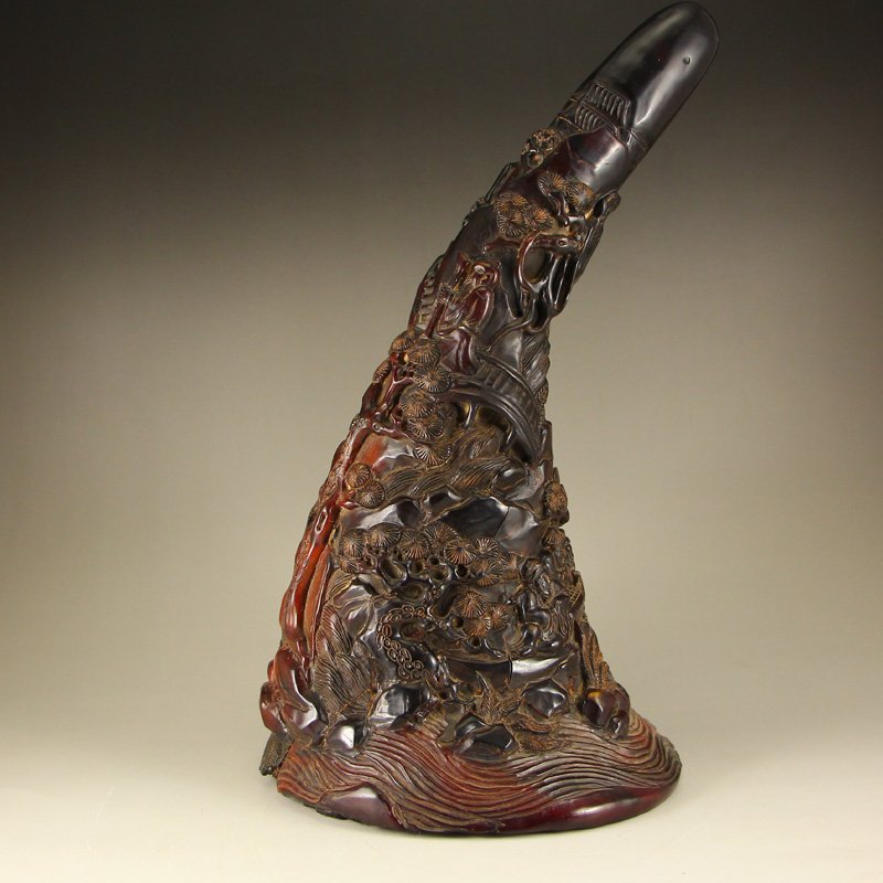 Chinese Qing Dynasty Ox Horn Statue - Sages Meeting (1 of 10)