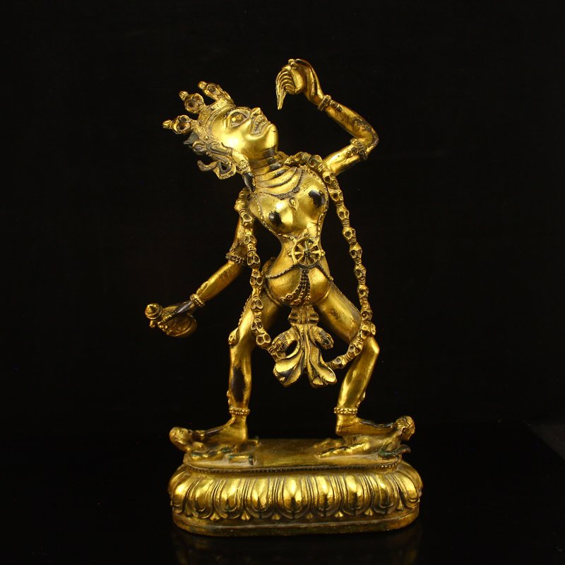 Chinese Tibet Gilt Gold Bronze Vajrayogini Statue (1 of 6)