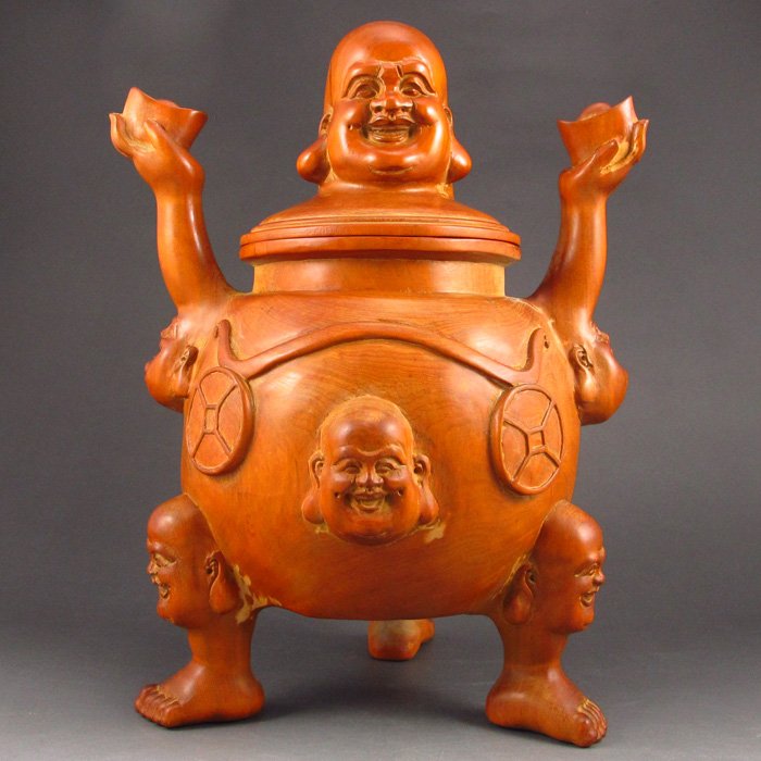 Vintage Chinese Boxwood Wood 3 Legs Incense Burner (1 of 6)