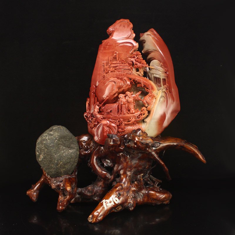 Chinese Shoushan Stone Statue - Two Sage (1 of 8)