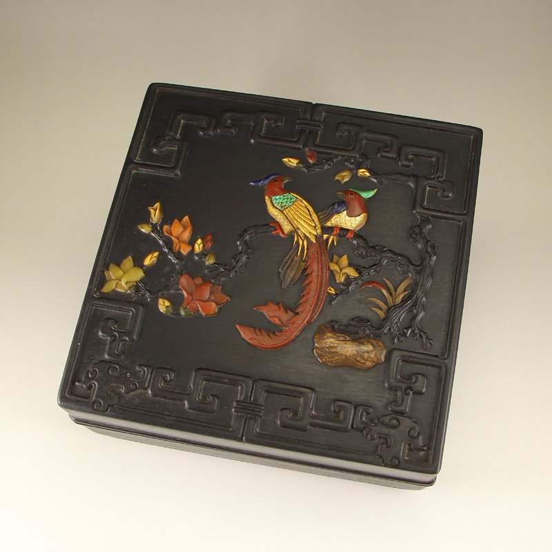 Chinese Qing Dynasty Zitan Wood Inlay Shells Jewel Box (1 of 6)