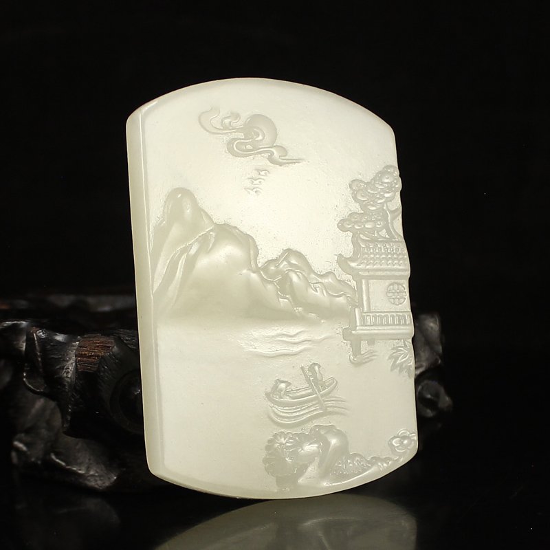 Chinese Hetian Jade Pendant - Mountains Rivers Scenery (1 of 5)