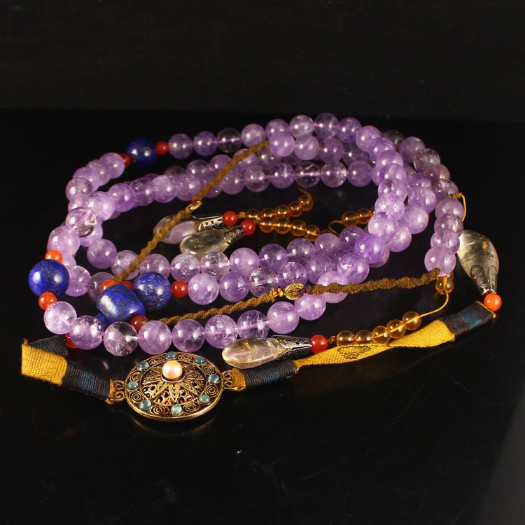 Chinese Purple Crystal Chaozhu Palace Necklace: Chinese Purple Crystal Chaozhu Palace Necklace Dimension: 13(mm) 0.51(inches) Weight 1.19 lbs/542 g