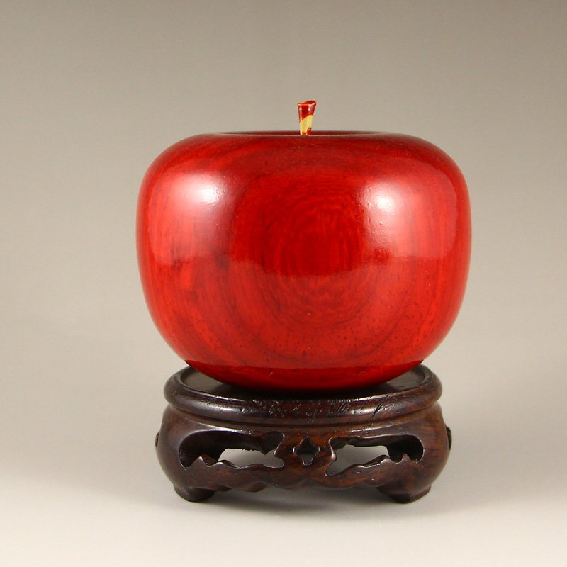 Chinese Rosewood Wood Apple Statue (1 of 6)