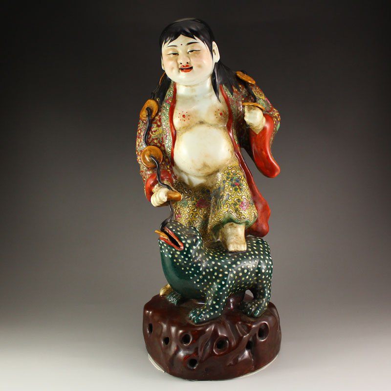 Chinese Qing Dynasty Famille Rose Porcelain Statue (1 of 7)