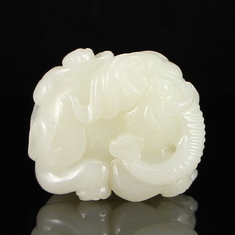 Chinese Natural Hetian Jade Pendant - Monkey & Elephant (1 of 10)