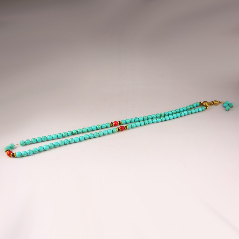 China Tibet Turquoise 108 Beads Buddhism Pray Necklace (1 of 7)