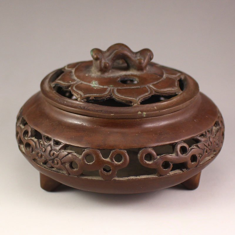 Openwork Chinese Bronze Incense Burner (1 of 6)